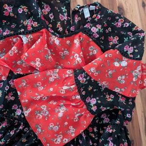 ASOS Black and Red Floral Blouse Lace Summer